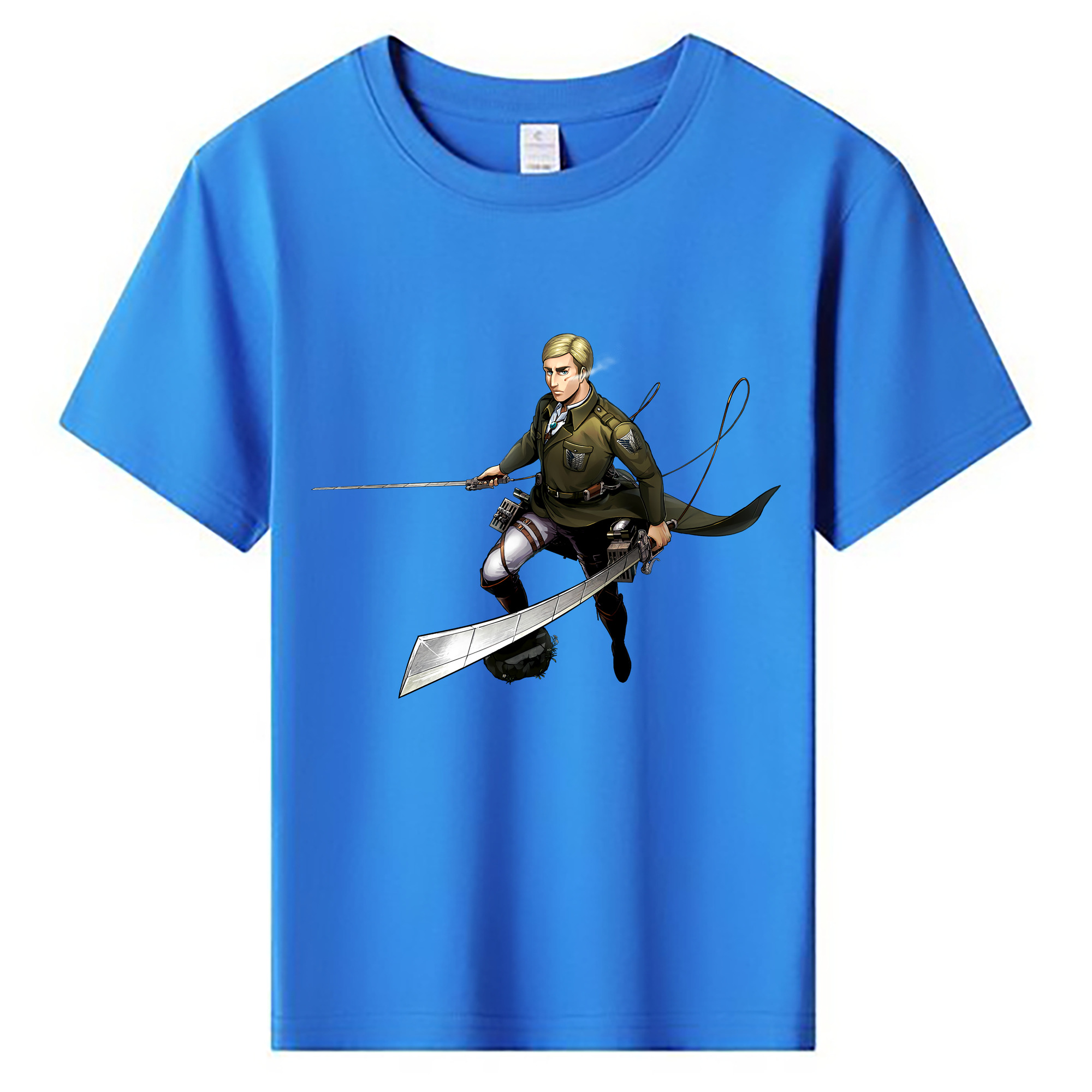 （画像用） 進撃の巨人 エルヴィン・スミス Attack on Titan Erwin Smith 綿100％キッズTシャツ（フロントプリント）